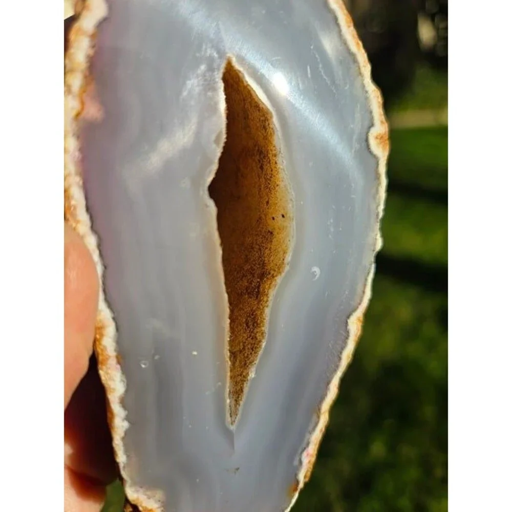 Natural Agate Geode with Druzy Center